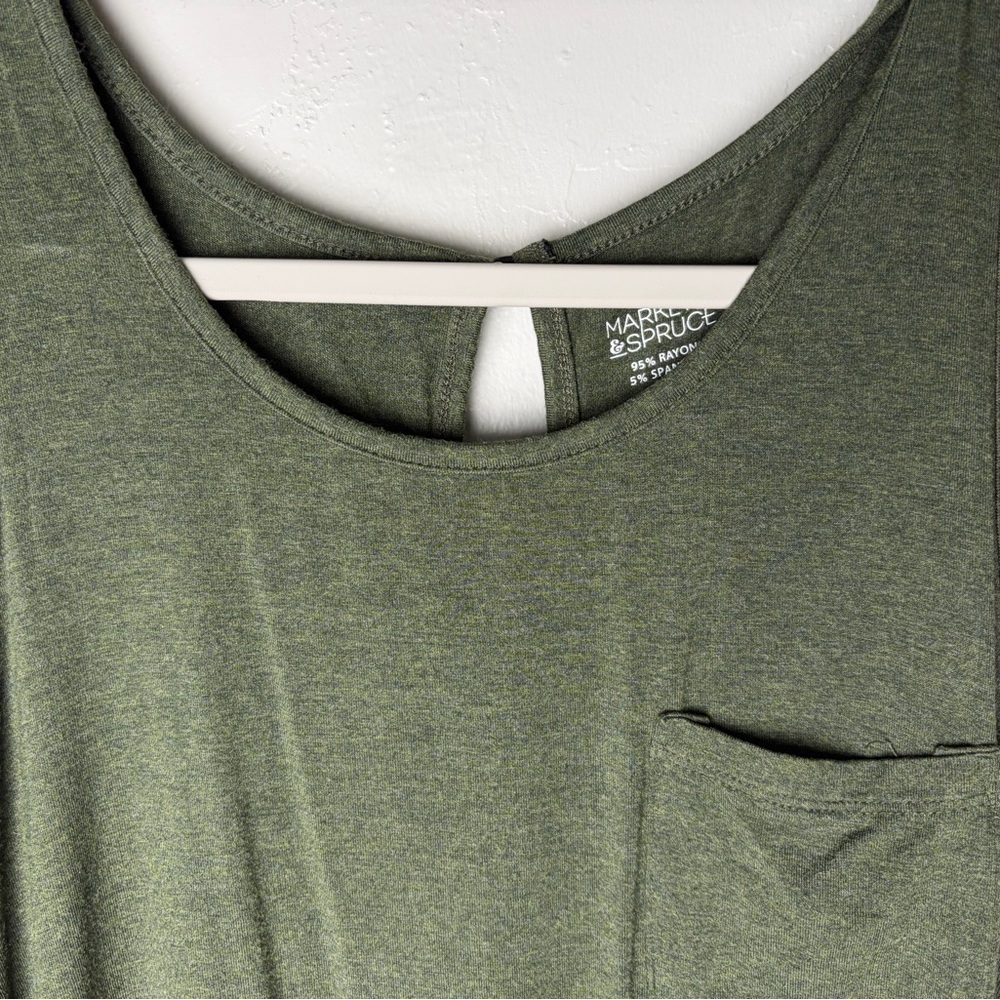 Market & Spruce Olive Green Pocket Tank Top - Picture 2 of 4
